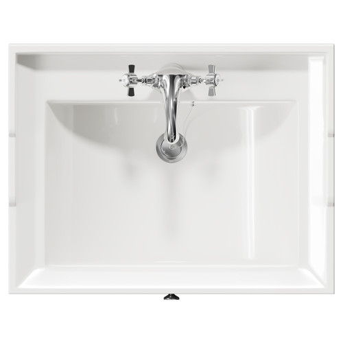 Danbury Satin Anthracite 600mm Wall Mounted Vanity Unit with 1 Tap Hole Traditional Basin and Single Drawer with Polished Chrome Handle Top View