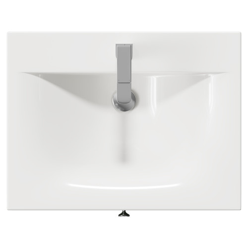 Danbury Satin White 600mm Floor Standing Vanity Unit with 1 Tap Hole Traditional Basin and 2 Doors with Polished Chrome Handles Top View