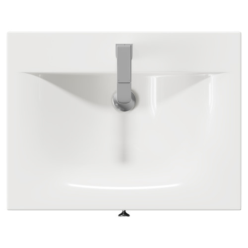 Danbury Satin Anthracite 600mm Wall Mounted Vanity Unit with 1 Tap Hole Modern Basin and Single Drawer with Polished Chrome Handle Top View