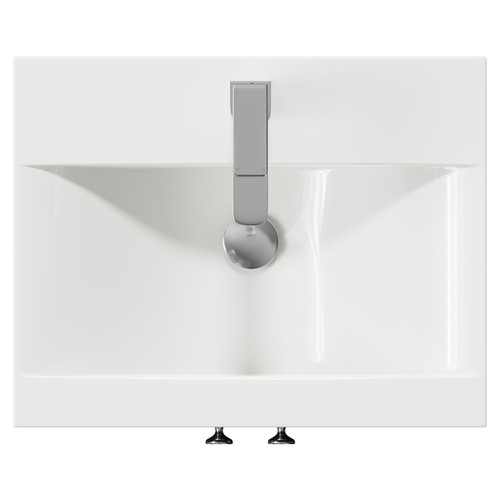 Danbury Satin Green 500mm Floor Standing Vanity Unit with 1 Tap Hole Modern Basin and 2 Doors with Polished Chrome Handles Top View
