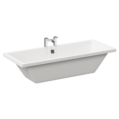 Camden 1700mm Straight Double Ended Bathroom Suite with Taps and Wastes including Olive Green Vanity Unit with Polished Chrome Handles Bath