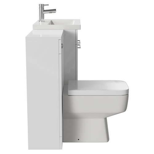 Napoli 390 Gloss White 1100mm Vanity Unit Toilet Suite with 1 Tap Hole Basin and 2 Doors with Polished Chrome Handles Side View