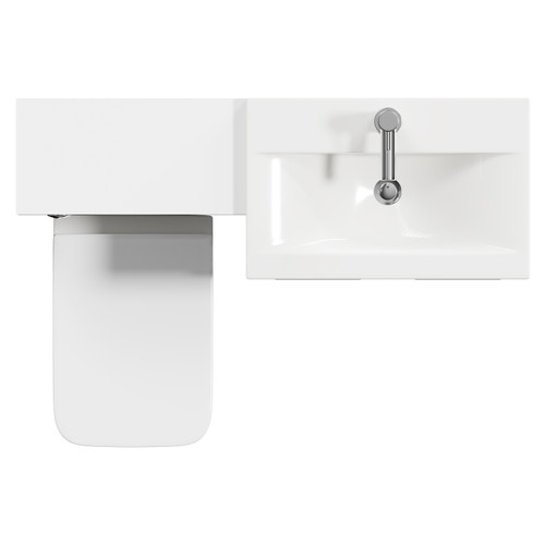 Napoli 390 Gloss White 1100mm Vanity Unit Toilet Suite with 1 Tap Hole Basin and 2 Doors with Polished Chrome Handles Top View