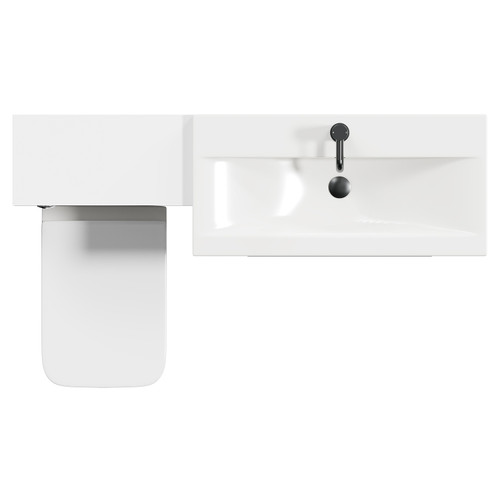 Napoli 390 Gloss White 1300mm Vanity Unit Toilet Suite with 1 Tap Hole Basin and 2 Drawers with Gunmetal Grey Handles Top View