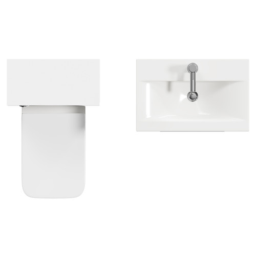 Napoli 390 Gloss White 1100mm Wall Mounted Vanity Unit Toilet Suite with 1 Tap Hole Basin and 2 Drawers with Polished Chrome Handles Top View