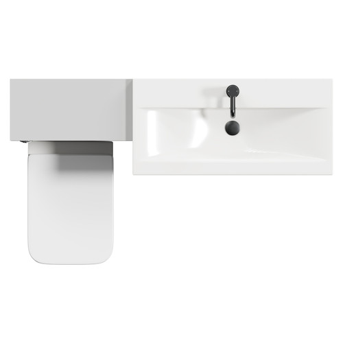Napoli 390 Gloss Grey Pearl 1300mm Vanity Unit Toilet Suite with 1 Tap Hole Basin and 2 Drawers with Gunmetal Grey Handles Top View