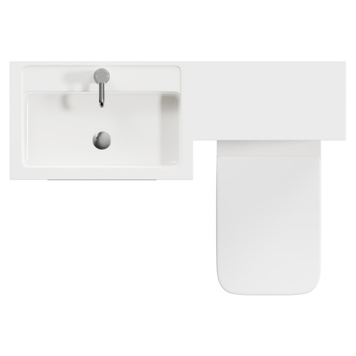 Napoli 390 Combination Gloss White 1100mm Vanity Unit Toilet Suite with Left Hand L Shaped 1 Tap Hole Basin and 2 Drawers with Polished Chrome Handles Top View
