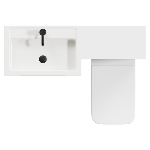 Napoli 390 Combination Gloss Grey 1100mm Vanity Unit Toilet Suite with Left Hand L Shaped 1 Tap Hole Basin and 2 Drawers with Matt Black Handles Top View