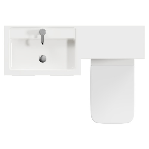 Napoli 390 Combination Deep Blue 1100mm Vanity Unit Toilet Suite with Left Hand L Shaped 1 Tap Hole Basin and 2 Drawers with Gunmetal Grey Handles Top View