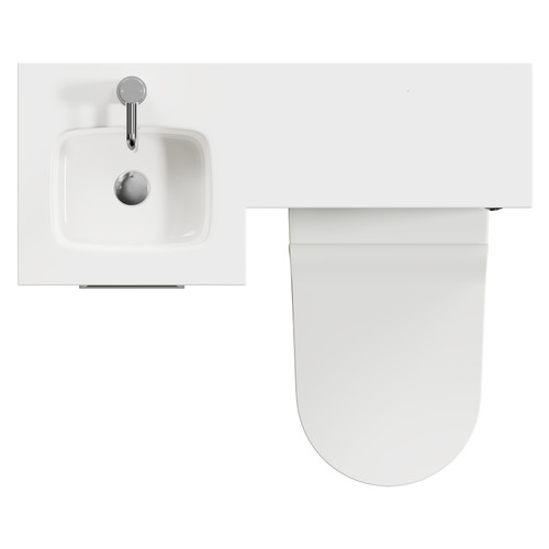 Napoli Combination Olive Green 900mm Vanity Unit Toilet Suite with Left Hand L Shaped 1 Tap Hole Round Basin and Single Door with Polished Chrome Handle Top View