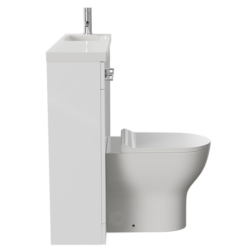 Napoli Combination Gloss White 1000mm Vanity Unit Toilet Suite with Slimline 1 Tap Hole Round Basin and 2 Doors with Polished Chrome Handles Side on View