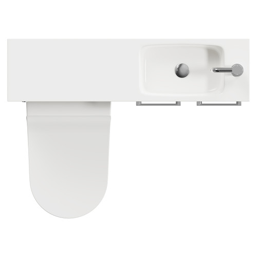 Napoli Combination Gloss White 1000mm Vanity Unit Toilet Suite with Slimline 1 Tap Hole Round Basin and 2 Doors with Polished Chrome Handles Top View From Above