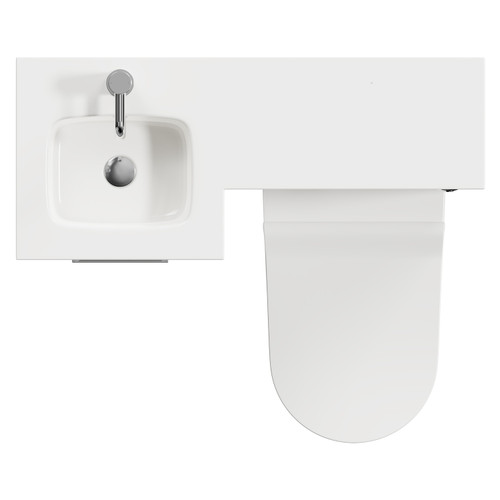 Napoli Combination Gloss White 900mm Vanity Unit Toilet Suite with Left Hand L Shaped 1 Tap Hole Round Basin and Single Door with Polished Chrome Handle Top View From Above