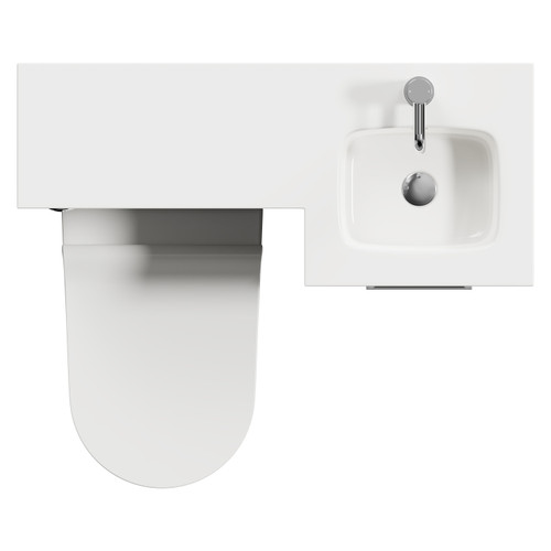 Napoli Combination Gloss White 900mm Vanity Unit Toilet Suite with Right Hand L Shaped 1 Tap Hole Round Basin and Single Door with Polished Chrome Handle Top View From Above