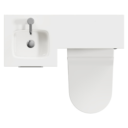 Napoli Combination Molina Ash 900mm Vanity Unit Toilet Suite with Left Hand L Shaped 1 Tap Hole Round Basin and Single Door with Polished Chrome Handle Top View From Above