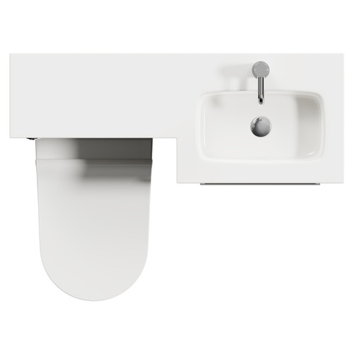 Napoli Combination Molina Ash 1000mm Vanity Unit Toilet Suite with Right Hand L Shaped 1 Tap Hole Round Basin and 2 Drawers with Polished Chrome Handles Top View From Above