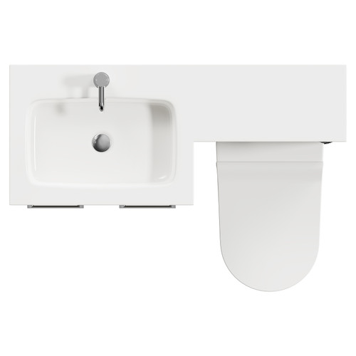 Napoli Combination Molina Ash 1100mm Vanity Unit Toilet Suite with Left Hand L Shaped 1 Tap Hole Round Basin and 2 Doors with Polished Chrome Handles Top View From Above