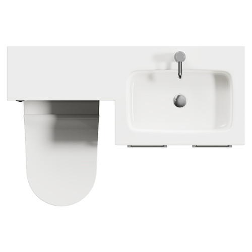 Napoli Combination Molina Ash 1100mm Vanity Unit Toilet Suite with Right Hand L Shaped 1 Tap Hole Round Basin and 2 Doors with Polished Chrome Handles Top View From Above