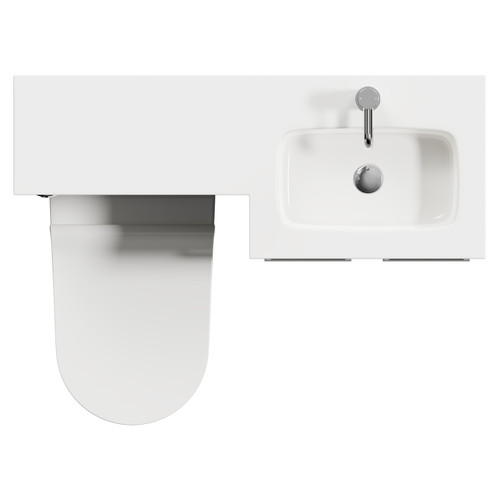 Napoli Combination Gloss Grey Pearl 1000mm Vanity Unit Toilet Suite with Right Hand L Shaped 1 Tap Hole Round Basin and 2 Doors with Polished Chrome Handles Top View From Above