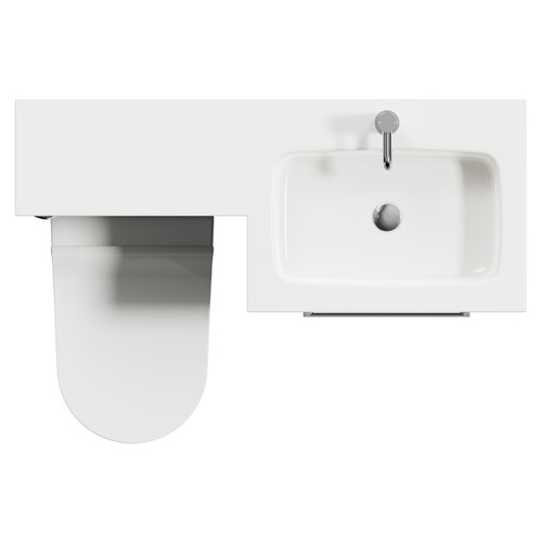 Napoli Combination Gloss Grey Pearl 1100mm Vanity Unit Toilet Suite with Right Hand L Shaped 1 Tap Hole Round Basin and 2 Drawers with Polished Chrome Handles Top View From Above