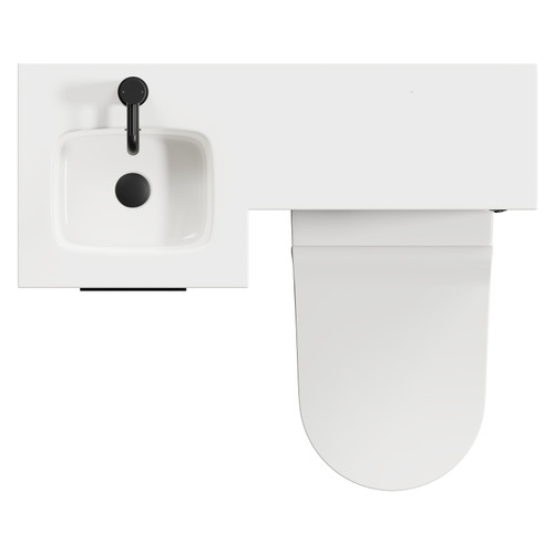 Napoli Combination Nero Oak 900mm Vanity Unit Toilet Suite with Left Hand L Shaped 1 Tap Hole Round Basin and Single Door with Matt Black Handle Top View From Above