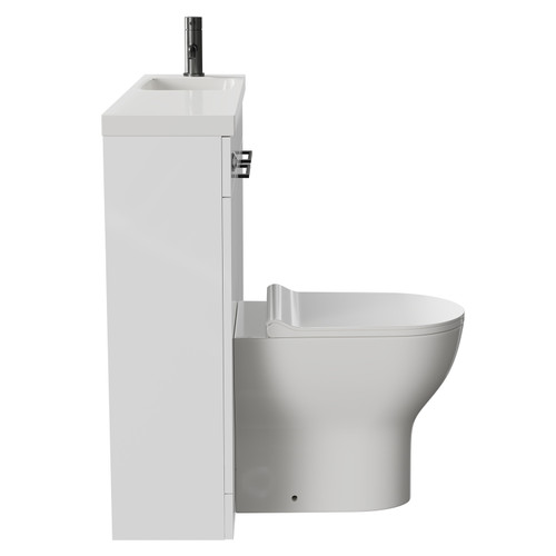 Napoli Combination Gloss White 1000mm Vanity Unit Toilet Suite with Slimline 1 Tap Hole Round Basin and 2 Doors with Gunmetal Grey Handles Side on View
