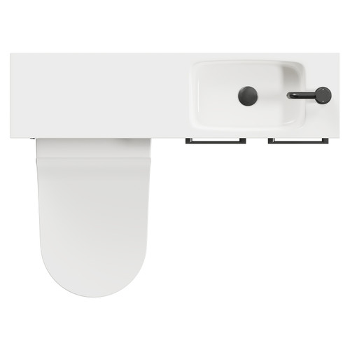 Napoli Combination Gloss White 1000mm Vanity Unit Toilet Suite with Slimline 1 Tap Hole Round Basin and 2 Doors with Gunmetal Grey Handles Top View From Above