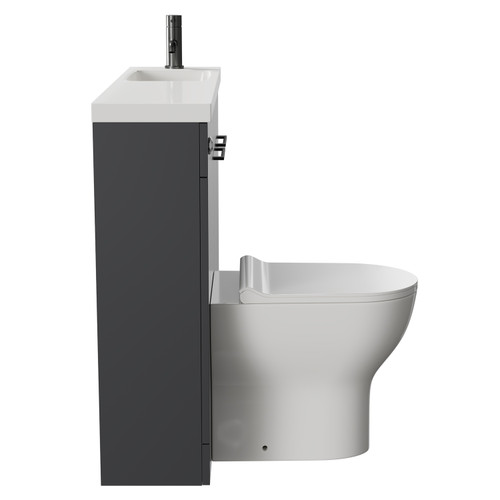 Napoli Combination Gloss Grey 1000mm Vanity Unit Toilet Suite with Slimline 1 Tap Hole Round Basin and 2 Doors with Gunmetal Grey Handles Side on View