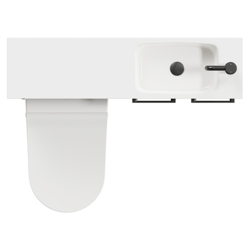 Napoli Combination Gloss Grey 1000mm Vanity Unit Toilet Suite with Slimline 1 Tap Hole Round Basin and 2 Doors with Gunmetal Grey Handles Top View From Above