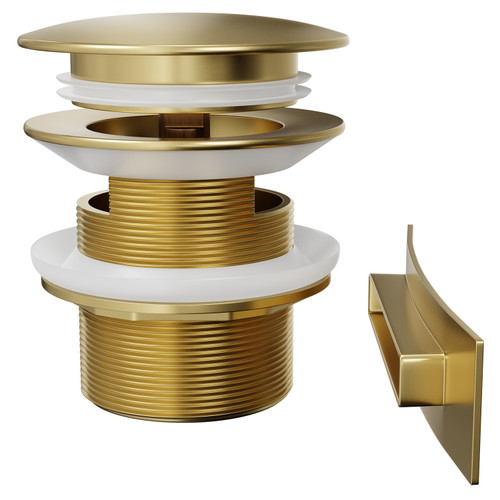 Brushed Brass Retro Fit Overflow and Waste for Salerno and Como Freestanding Baths Side View