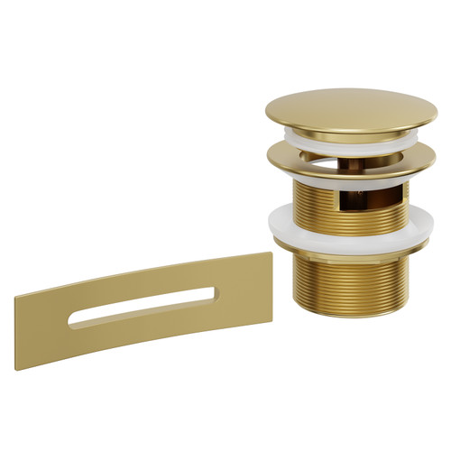 Brushed Brass Retro Fit Overflow and Waste for Salerno and Como Freestanding Baths Left Hand View