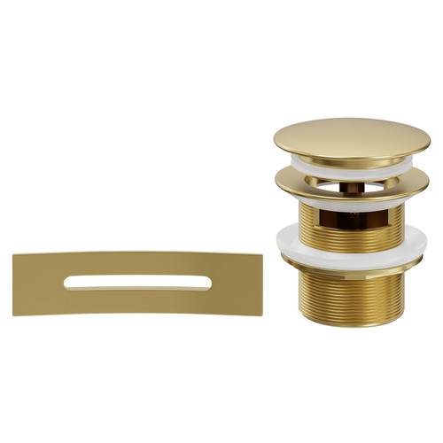 Brushed Brass Retro Fit Overflow and Waste for Salerno and Como Freestanding Baths Front View