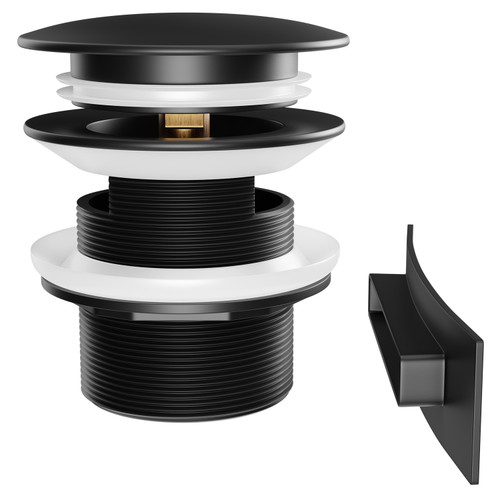 Matt Black Retro Fit Overflow and Waste for Salerno and Como Freestanding Baths Side View