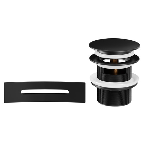 Matt Black Retro Fit Overflow and Waste for Salerno and Como Freestanding Baths Front View