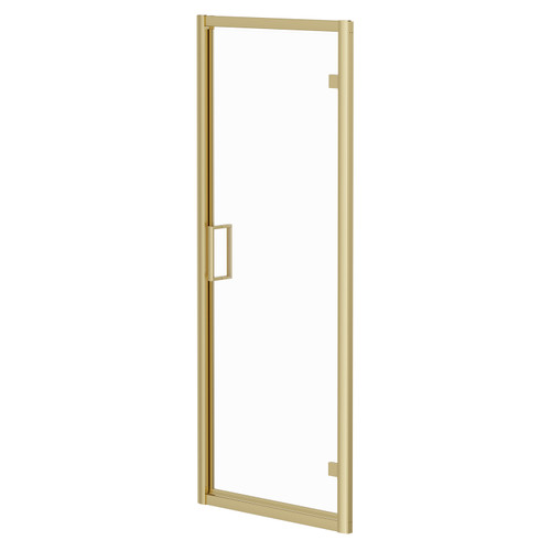 Colore Brushed Brass 760mm Hinged Shower Door Right Hand View