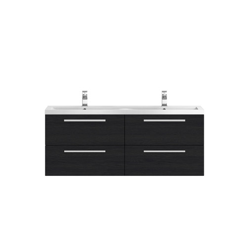 Hudson Reed Quartet Charcoal Black 1440mm Wall Hung 4 Drawer Vanity Unit and Double Basin - QUA003