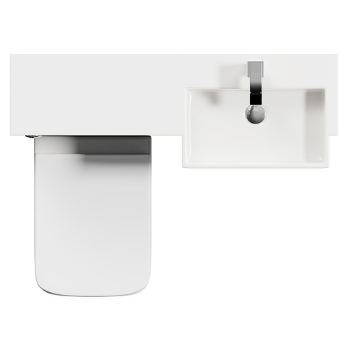 Napoli Combination Deep Blue 1000mm Vanity Unit Toilet Suite with Right Hand Square Semi Recessed 1 Tap Hole Basin and 2 Doors with Polished Chrome Handles Top View