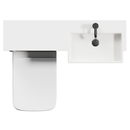 Napoli Combination Deep Blue 1000mm Vanity Unit Toilet Suite with Right Hand Square Semi Recessed 1 Tap Hole Basin and 2 Doors with Gunmetal Grey Handles Top View