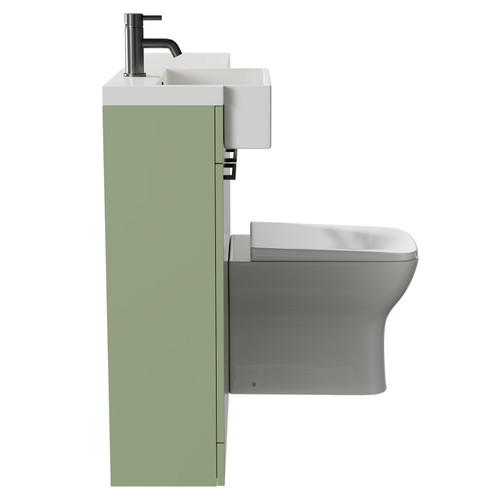 Napoli Combination Olive Green 1000mm Vanity Unit Toilet Suite with Left Hand Square Semi Recessed 1 Tap Hole Basin and 2 Doors with Gunmetal Grey Handles Side View