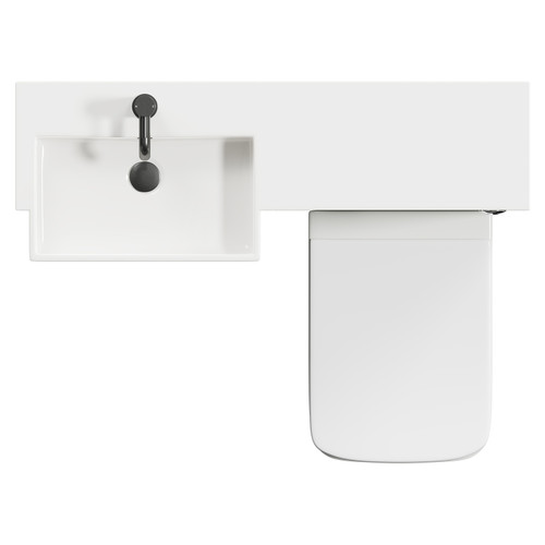 Napoli Combination Olive Green 1000mm Vanity Unit Toilet Suite with Left Hand Square Semi Recessed 1 Tap Hole Basin and 2 Doors with Gunmetal Grey Handles Top View