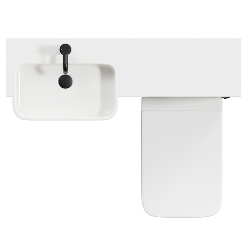 Napoli Combination Olive Green 1000mm Vanity Unit Toilet Suite with Left Hand Round Semi Recessed 1 Tap Hole Basin and 2 Doors with Matt Black Handles Top View