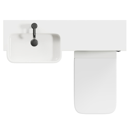 Napoli Combination Olive Green 1000mm Vanity Unit Toilet Suite with Left Hand Round Semi Recessed 1 Tap Hole Basin and 2 Doors with Gunmetal Grey Handles Top View