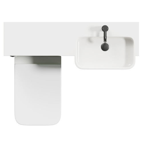 Napoli Combination Olive Green 1000mm Vanity Unit Toilet Suite with Right Hand Round Semi Recessed 1 Tap Hole Basin and 2 Doors with Gunmetal Grey Handles Top View