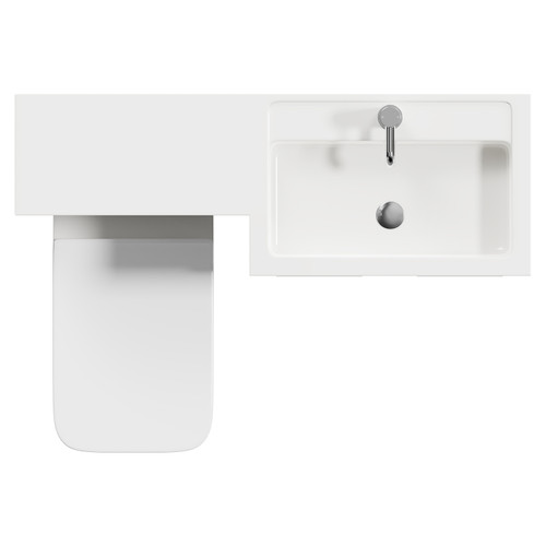 Napoli 390 Combination Gloss White 1100mm Vanity Unit Toilet Suite with Right Hand L Shaped 1 Tap Hole Basin and 2 Doors with Polished Chrome Handles Top View
