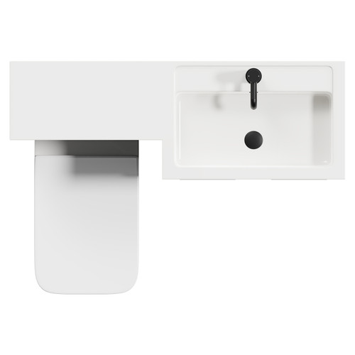 Napoli 390 Combination Gloss Grey 1100mm Vanity Unit Toilet Suite with Right Hand L Shaped 1 Tap Hole Basin and 2 Doors with Matt Black Handles Top View