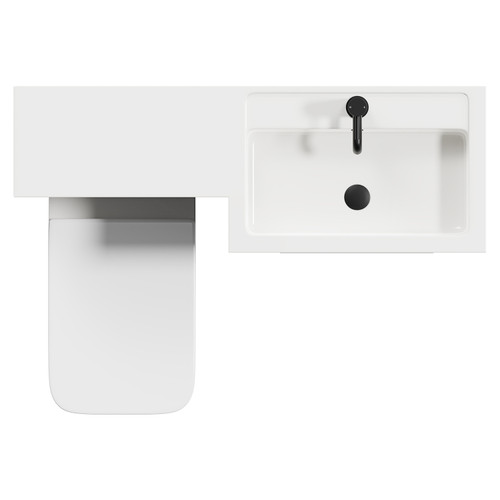 Napoli 390 Combination Gloss Grey Pearl 1100mm Vanity Unit Toilet Suite with Right Hand L Shaped 1 Tap Hole Basin and 2 Drawers with Matt Black Handles Top View