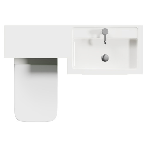 Napoli 390 Combination Olive Green 1100mm Vanity Unit Toilet Suite with Right Hand L Shaped 1 Tap Hole Basin and 2 Drawers with Polished Chrome Handles Top View