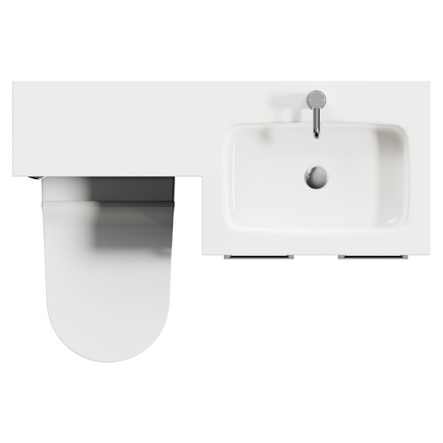 Napoli Combination Deep Blue 1100mm Vanity Unit Toilet Suite with Right Hand L Shaped 1 Tap Hole Round Basin and 2 Doors with Polished Chrome Handles Top View