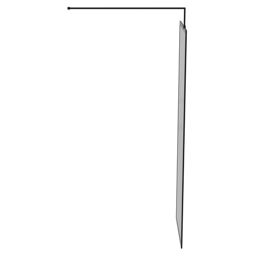 Colore 8mm Smoked Glass Matt Black 1950mm x 700mm Fully Framed Walk In Shower Screen including Wall Channel and Support Bar Side on View