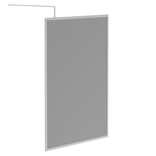 Pacco 8mm Smoked Glass Polished Chrome 1950mm x 1400mm Fully Framed Walk In Shower Screen including Wall Channel and Support Bar Left Hand Side View